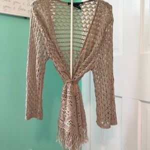 United States sweater shawl with fringe